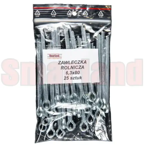 Zawleczka rozginana, rolnicza 6,3x80  25 szt. - smarland.pl
